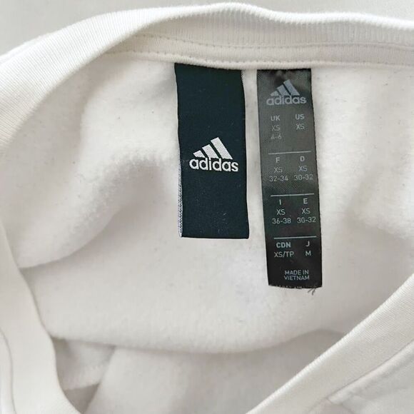 Adidas Classic Stripes Crewneck Long Sleeve Pullover Cotton Blend Sweatshirt - Picture 10 of 13